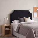 Lineshading Upholstered Twin Size Headboard in Black Dorm Bed Twin Headboard with Adjustable Metal Bed Rail Slots Fabric Panel for College Dorm Bedroom Back to School Supplies, 19.69 x 29.53 inches