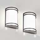 Indoor Wall Sconce, Half Cylinder Wall Light Fixture, 3000K 4000K 5000K Color Temperature Adjustable, Dimmable LED Modern Wall Light for Hallway Bedroom Living Room, Matt Black, 2 Pack