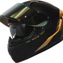 HAX Obsidian Full Face Dual Visor Adult Motorcycle Helmet for Motorbike Street Bike with Pinlock Ready DOT Approved Matte Black Gold S