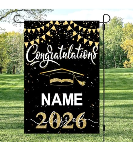Graduation Flags Personalized 2026, Graduation Garden Flag Double Sided Class Of 2026, Congrats Grad Garden Flags For Outside Yard Decoration, Size 17.7in*11.8in,  2 pack