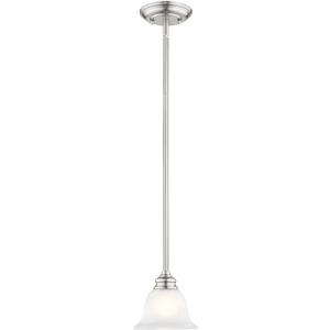 Livex Lighting Glass Shade 1340-91 Essex 1-Light Mini Pendant, Brushed Nickel