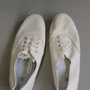 TUOPIN Womens White Canvas Sneakers Low Top Lace-up Canvas Shoes Lightweight Casual Tennis Shoes (7.5)