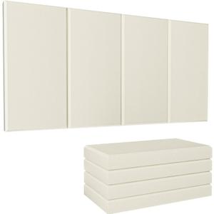 4 PCS Acoustic Panels, 24"x12"x2" Fiberglass Soundproof Panels, Fabric Sound Absorbing Panel, Self-adhesive Acoustical Wall Panels(Beige) (2 Inch)