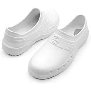 Women Slippers, Non Slip Work Shoes, Waterproof, Oil Resistant and Anti-Static, Suitable for Hospital Doctors, Nurses, Kitchen, Laboratory, Healthcare Or Home Use (7 Women/5 Men, White)