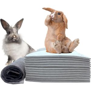 kathson 100 Piece Rabbit Pee Pads,Disposable Pet Pees Pad,Cage Black Carbon Liner,Super Absorbent Leak Proof Cushion Reduce Odor Bunny Training Accessories for Puppy Kitten Hamsters Hedgehog(S) (17.7" x 13.0" / 100PCS)