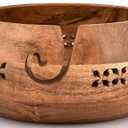 Kimona Yarn Storage Wooden Yarn Bowl Knitting Bowl Large Crochet Yarn Holder Gifts for Women (8" X 8" X 4")