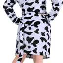 Animal Hoodie Costume Dress for Women - Plush Fitted Halloween Cosplay Outfit with Hood, Tail & Pockets (Medium, Sexy Cow)