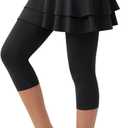 beroy Skirted Leggings for Women Active Tennis Ruffle Pleated Skort Athletic Golf Pickleball Skirt Pockets, L