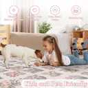 Wonnitar 8x10 Washable Rug, Pink Rugs for Girls Bedroom Decor, Boho Ultra-Thin Non Slip Soft Moroccan Floral Large Carpet for Living Room Baby Nursery Kids Playroom, Pale Pink