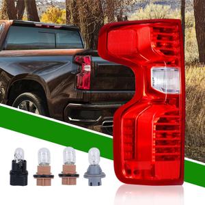 GSPSCN Driver Side Tail Light Compatible With 2023-2019 Chevy Silverado 1500 2500HD 3500HD Left Rear Taillight Brake Signal Assembly w/Bulbs and Harness Replaces 84554656GM2800308Halogen Model