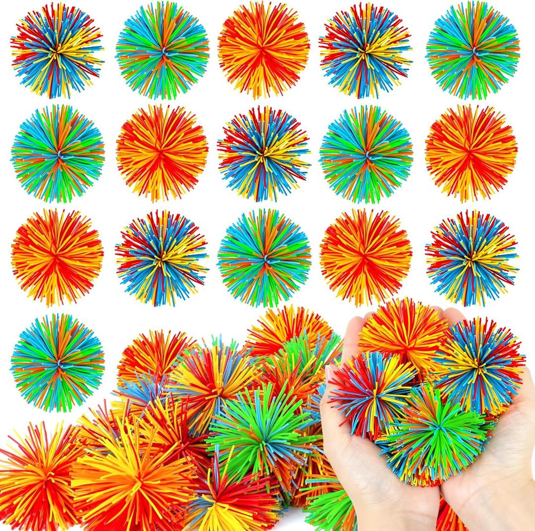 YongnKids 30PCS Sensory Stringy Balls Fidget Toy for Kids Adults,2.75" Silicone Pom Bouncy Stress Ball for Boys Girls,Party Favors Birthday Gift Easter Egg Fillers Basket Stuffers Classroom Rewards