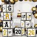 OHOME 8 Pack Graduation Decorations 2026 - Black Gold Balloon Boxes for Class of 2026 Party Favors Supplies - Graduation Party Decorations 2026 Yard Signs Banner Backdrop Decor (Black)