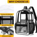 Stadium Approved Clear Backpack, Heavy Duty Transparent Bag for Concerts, Events, College & Workplace - Black