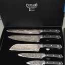 Cutluxe 5-Piece Chef Knife Set  Ultra Sharp Japanese Kitchen Knives, High Carbon Stainless Steel Blades, Full Tang Pakkawood Handles  Shinobi Series (Brown)