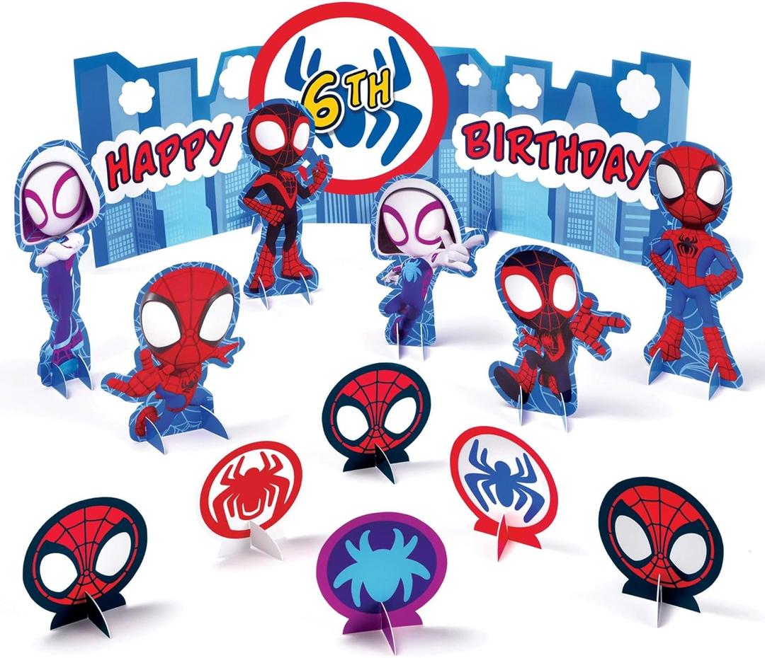 amscan Spidey & Friends Paper Party Centerpiece - 4.2" - 10.4" | Assorted Design | 1 Set of 15 Pcs
