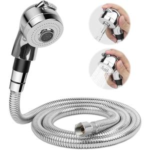 LukLoy Shampoo Bowl Sprayer Head with Filter, 1/4" Nut Shampoo Bowl Hose(Stainless Steel Material) for Portable Salon Sink, 3 Sprayer Modes & High Pressure