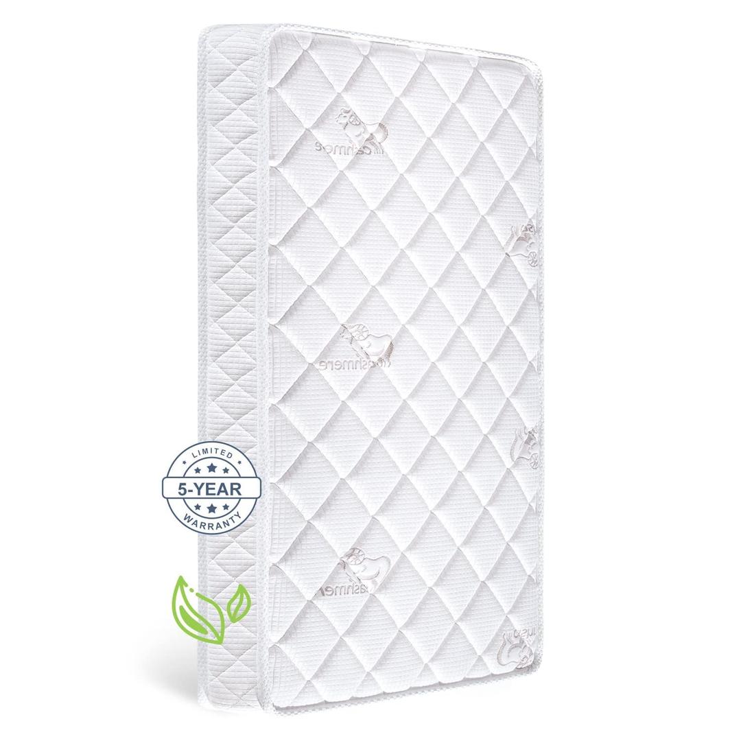 Premium Crib & Toddler Mattress,100% Knitted Fabric, Premium Fleece Surface-Hypoallergenic, 5" Thick Firm Soft Crib Mattress, Non-Toxic - Fits Standard Cribs & Toddler Beds (52" x 27.6" x 5", Simple)