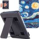 BOZHUORUI Stand Case for 6" Kindle 11th/12th Generation Basic e-Reader (2022/2024 Release) - Premium PU Leather Sleeve Cover with Two Hand Straps and Auto Sleep/Wake, Starry Night