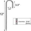 Rebar Stakes 12 Inch 32 Pack Tent Stakes Heavy Duty Metal J Hook, Fence Stakes for Trampoline, Fence, Camping Tent (32, J-12 x2/5")