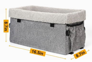 Center Console Pet Car Seat: Secure Dog Booster Seat with Metal Frame 