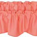 H.VERSAILTEX 2 Panels Christmas Blackout Curtain Valances for Kitchen Windows/Living Room/Bathroom Privacy Protection Rod Pocket Decoration Scalloped Window Valance Curtains, 52" W x 18" L, Coral