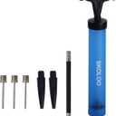 SKOLOO 10" Portable Hand Air Ball Pump Inflator Kit with Needle, Nozzle, Extension Hose for Soccer Basketball Football Volleyball Water Polo Rugby Exercise Sports Ball Balloon Swim Inflatables (Blue)