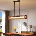 39.4" Wood Kitchen Island Lighting, Farmhouse Dining Room Light Fixture 34W