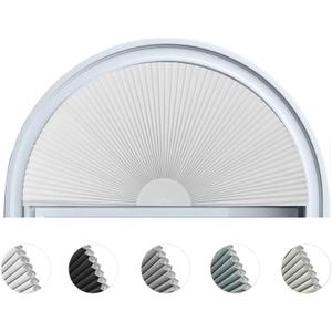 Arch Window Shade Blackout Cellular Shades Half Circle Moon Window Covering No Drill Honeycomb Cordless Blinds for Indoor Window Room Darkening Easy Install Light Blocking Blinds (1, White, 36x18inch)