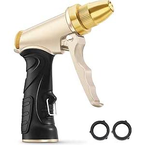 ARXIVE Garden Hose Nozzle Hand Sprayer, Heavy Duty High Pressure 100% Metal with 4 Adjustable Spray Patterns for Watering Lawn, Garden, Car Washing,Pets & Windows