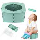 Travel Potty for Kids, Reusable Portable Folding Potty for Toddler, Foldable Toilet for Outdoor Camping, Toddler Potty Seat (Green)