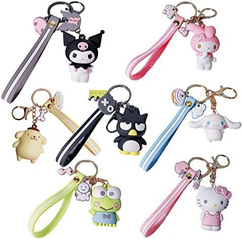 GTONEE 5 pcs Novelty Keychain Sets Kawaii Anime Cartoon Figure Pendant Key Chain Cute Keychain Keyrings Accessories for Women Men Girls Boys, Bag Charms, Car Keychain, 5 Styles