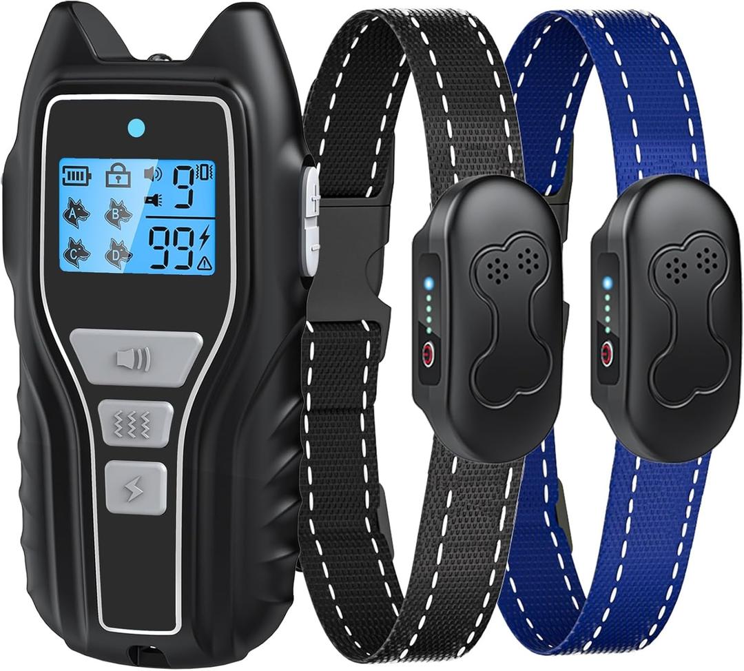 Shock Collar for Dogs 2 Dogs (15-120lbs) 2000FT Dog Shock Collar with Remote Control Waterproof Dog Training Collar with Remote 4 Safe Modes Rechargeable Lock Flash Light for All Breeds - Silver