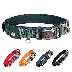 Upgraded Dog Collar, Adjustable Dog Collar with 450LB Escape-Proof Magnetic Buckle, Soft Anti-Wrinkle, Bite & Stain-Resistant Leather (Forest Pine, M)