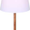 Canarm Maly 1 Light Table Lamp with Brushed Nickel and Faux Wood Finish and White Shade