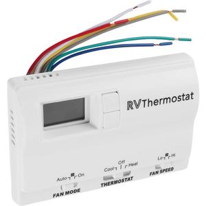 Upgrade RV Digital Thermostat with Heat/Cool Systems, Compatible with 83303362 T-Stat Wall Thermostat Air Conditioner, Temperature Adjustment 98F to 33F-White