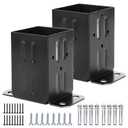 Eapele 4x4 Wood Fence Post Anchor Base, Thick Steel and Black Powder Coated, Come with Wood Screws and Concrete Anchors(Set of 2)