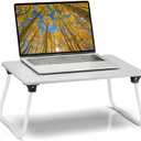 Ruxury Foldable Lap Desk Laptop Stand Bed Desk Table Tray, Breakfast Serving Tray, Portable & Lightweight Mini Table, Lap Tablet Desk for Sofa Couch Floor - White