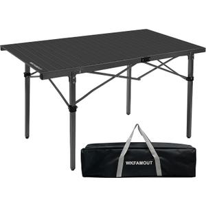 29.9" Tall Folding Camping Table for 2-6 Person, 54.7" Large Aluminum Foldable Roll-up Table Outdoor with Carry Bag for Picnic, Camp, Sturdy, Backyard, Patio, 55"*27.5"*29.9"