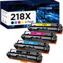 218X High Yield Toner Cartridge (No Chip) Replacement for HP 218X W2180X 218A W2180A Works with HP Color Laserjet Pro 3201DW MFP 3301FDW 3301SDW Printer (4 Pack, Black, Cyan, Yellow, Magenta)
