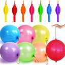 LEEZZIZZ 30Pcs Punch Balloons, Thickened Neon Punching Balloon Heavy Duty Party Favors for Kids with Rubber Band Handle, Bouncy Balls for Birthday Weddings Goodie Bag Stuffer Supply