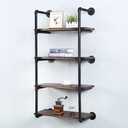 Industrial Pipe Shelving Wall Mounted,24in Rustic Metal Floating Shelves,Steampunk Real Wood Book Shelves,Wall Shelf Unit Bookshelf Hanging Wall Shelves,Farmhouse Kitchen Bar Shelving(4 Tier)