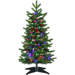 JOYHALO 3FT Small Christmas Tree, Pre-Lit Table Top Mini Tree with White or Multicolor LED, Artificial Christmas Tree with 150 PVC&PE Branches, 8-Function Battery Powered for Holiday Decor