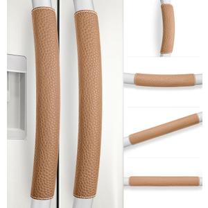 Refrigerator Door Handle Covers, Set of 6, Adjustable Appliance Handle Covers, Keep Your Kitchen Clean, Microwave Oven Stove Dishwasher Handle Protector, Non Slip Fridge Handle Cover (Coffee)