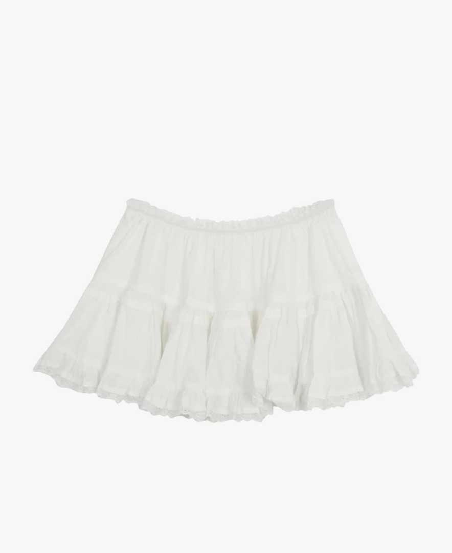 White Mini Skirt Women Lace Korean High Waist A-Line Ruffle Short Skirt XXL