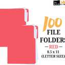 The File King 1/3 Cut Red File Folders Letter Size - 100 Pack | Colored Manilla Folders 8.5 x 11 | Made in the USA | Assorted 3 Tab Red Color Manila File Folder | Heavy Duty Basic Paper Filing Folder