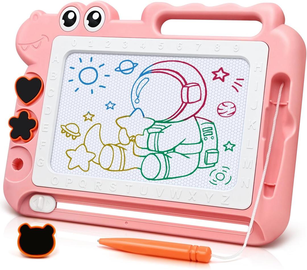 AiTuiTui Magnetic Drawing Board Toddler Toys Gift for Girls Boys, Color Sketch Writing Scribble Doodle Pad Travel Games, Educational Learning Kids Toys for Birthday or Easter (Pink)