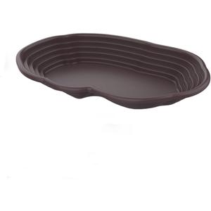 Flushbay Extra Large Reptile Bathing Pool Reptile Feeding Dish Water Bowl with Ramp Aquarium Ornament for Gecko, Snake, Turtle, Bearded Dragon, Lizard Bath, Black 