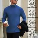 Men's Turtleneck Casual Basic High Neck Long Sleeve T Shirts Half Neck Lightweight Pullover Sweater (Blue, M)