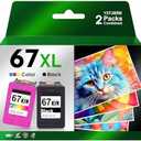 YATUNINK 67XL Ink Cartridges Combo Pack Compatible for HP Ink 67 XL Work with DeskJet 2827e 4155e 2800e 2755e 2700 2734e 2855e Envy 6455e 6400e 6000 Printer (Black, Tri-Color)