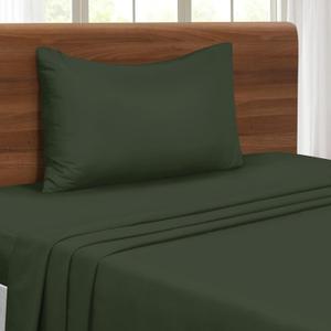 Twin XL Sheet Set - Double Brushed Microfiber Bedding Set, 3 Piece Twin XL Sheet - Olive Green